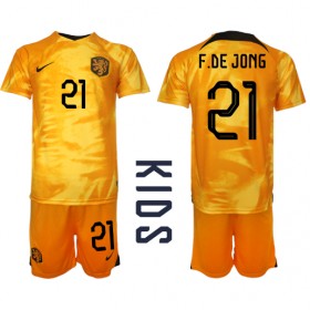 Baby Fußballbekleidung Niederlande Frenkie de Jong #21 Heimtrikot WM 2022 Kurzarm (+ kurze hosen)